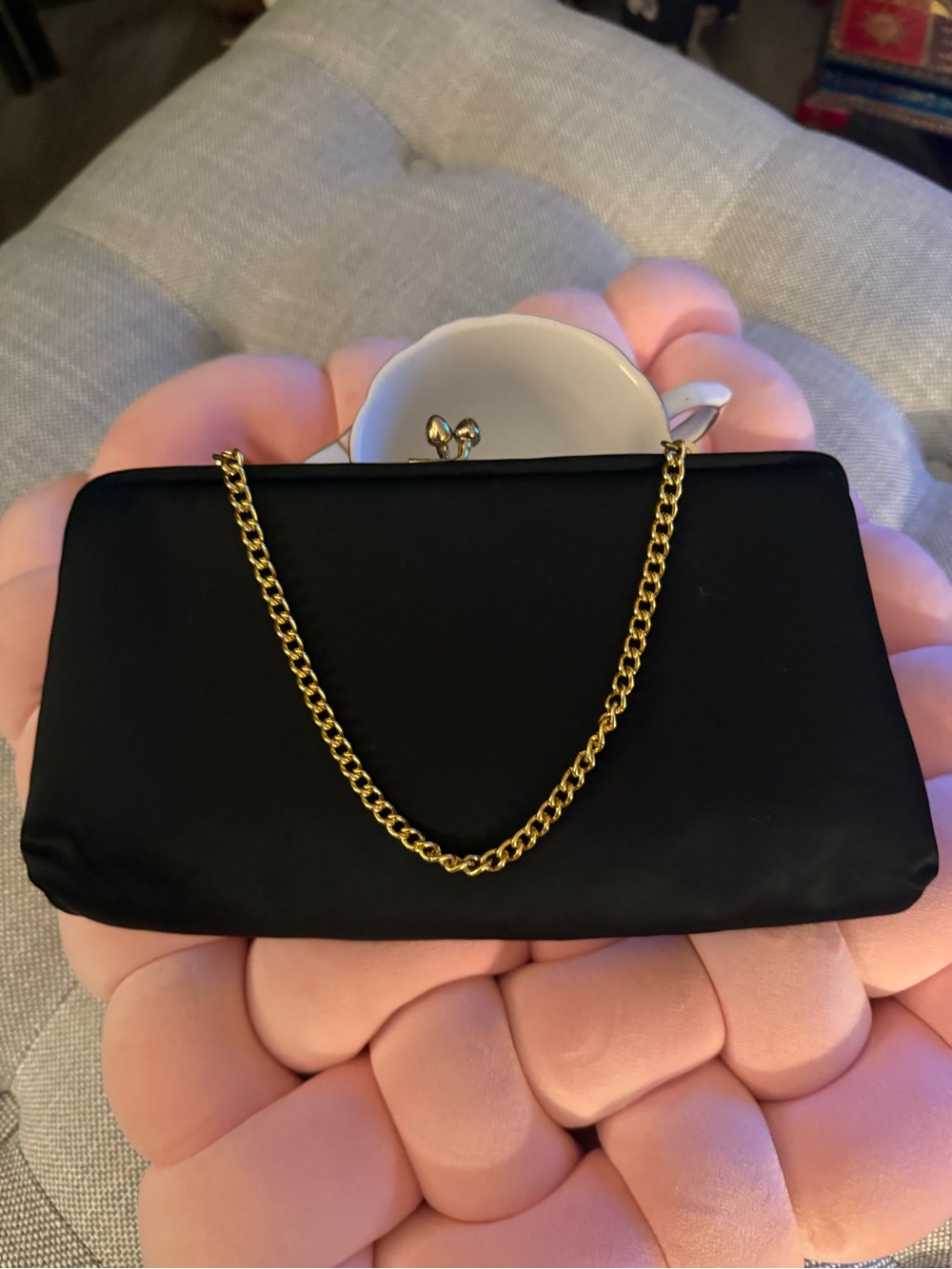 Black Chain-Handle Evening Clutch